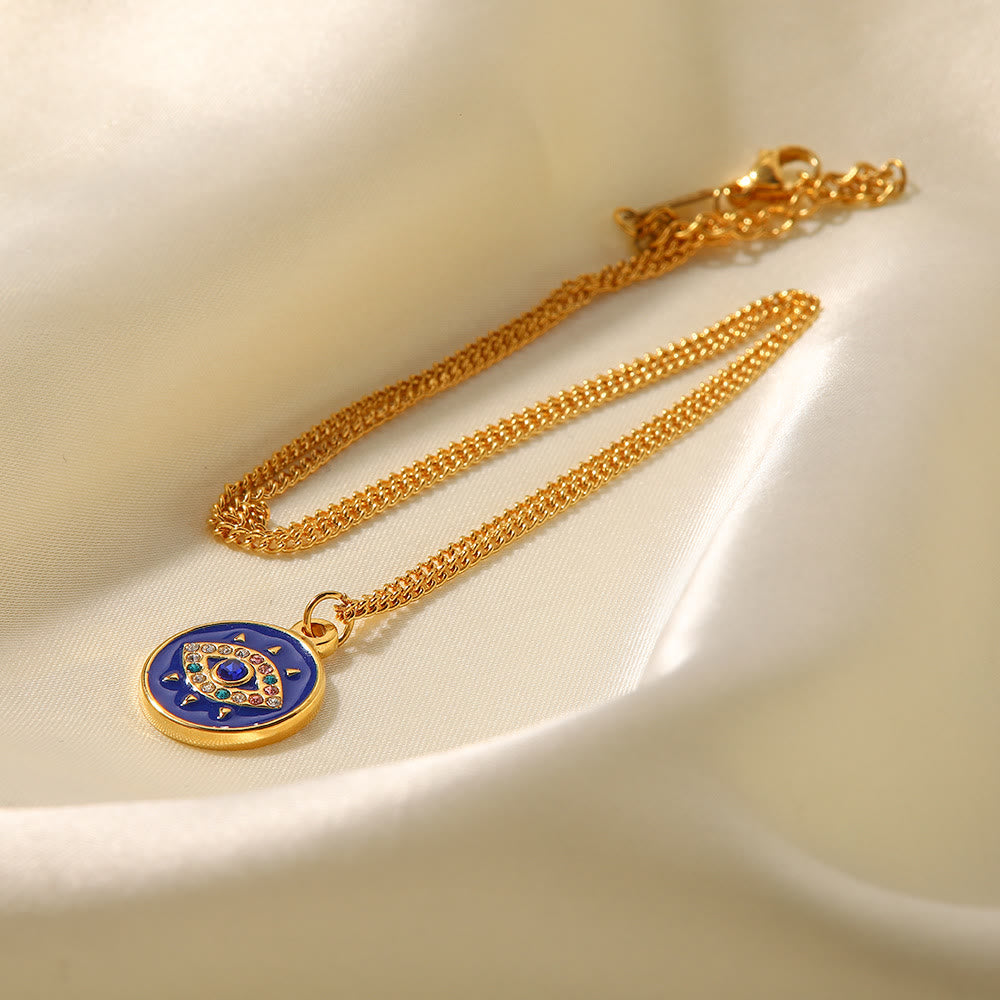 Collana con ciondolo con occhio maligno in zircone bianco Olivenorma 
