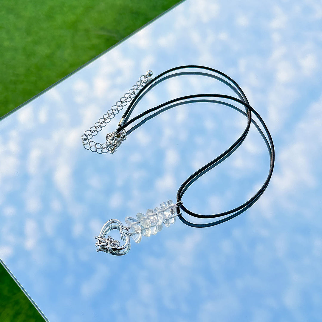 Collana in filo di cera di pelle con nappa a farfalla in pietra naturale Olivenorma