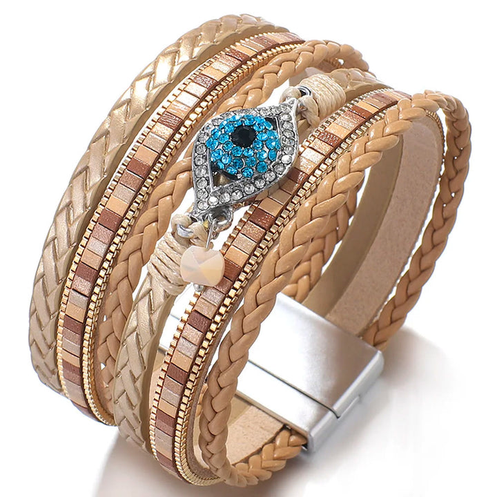 Braccialetto anti-malocchio con tormalina Paraiba e zirconi bianchi Olivenorma