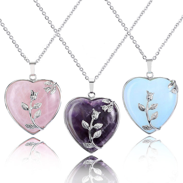 Collana con pietra preziosa a forma di cuore Olivenorma