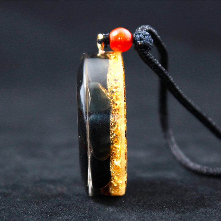 Collana con simbolo del cubo di Metatron in ossidiana Olivenorma