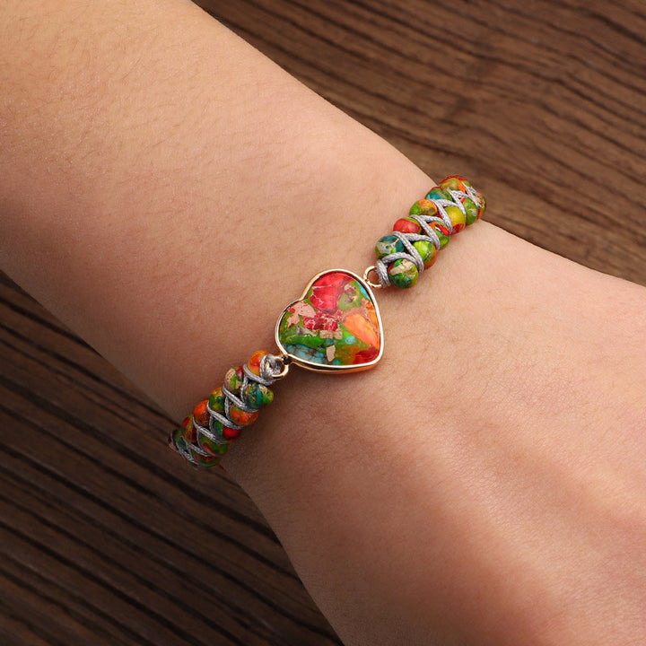 Braccialetto a forma di cuore in cristallo di pietra naturale 