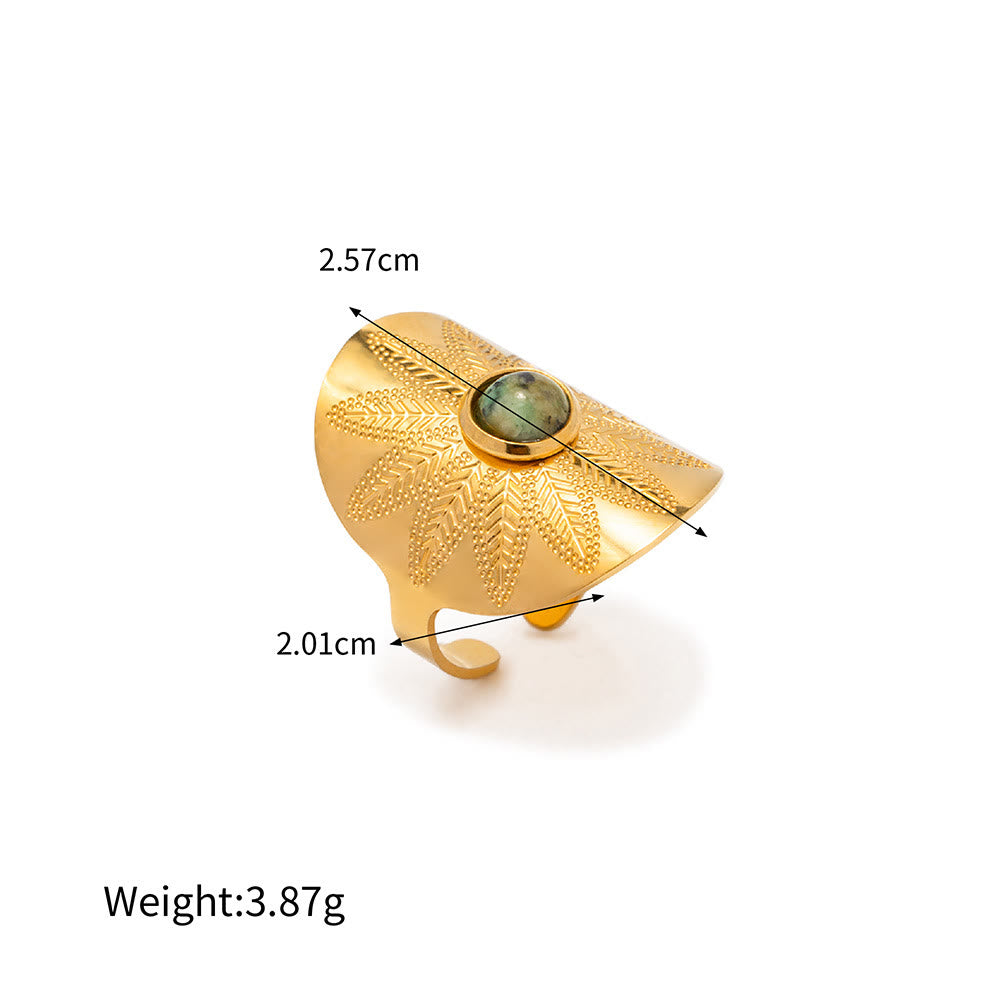 Anello irregolare regolabile in malachite naturale Olivenorma
