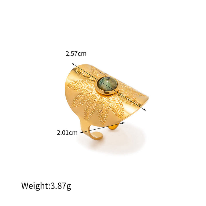 Anello irregolare regolabile in malachite naturale Olivenorma