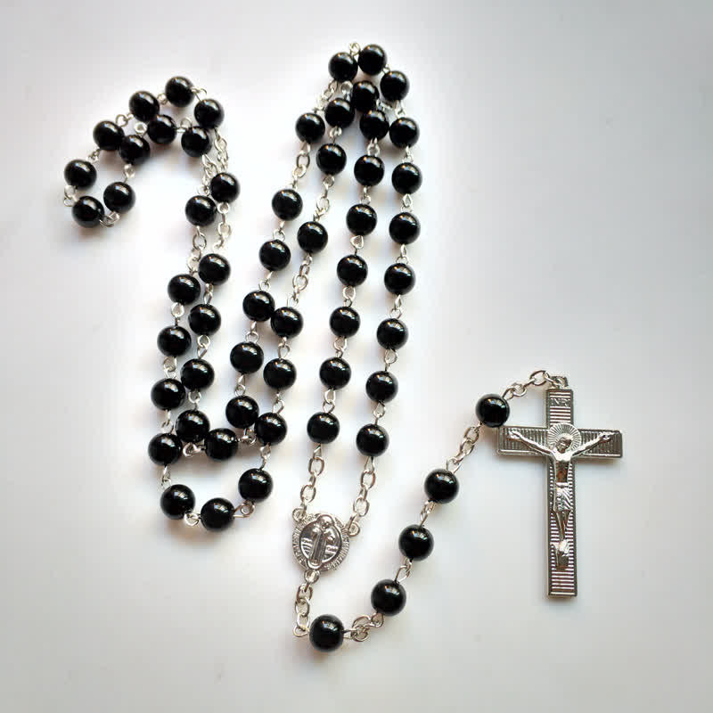 Collana rosario in onice nero con croce gotica Olivenorma