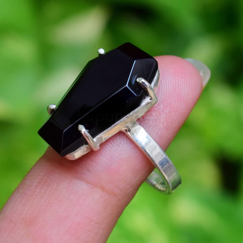 Anello a bara in onice nero Olivenorma