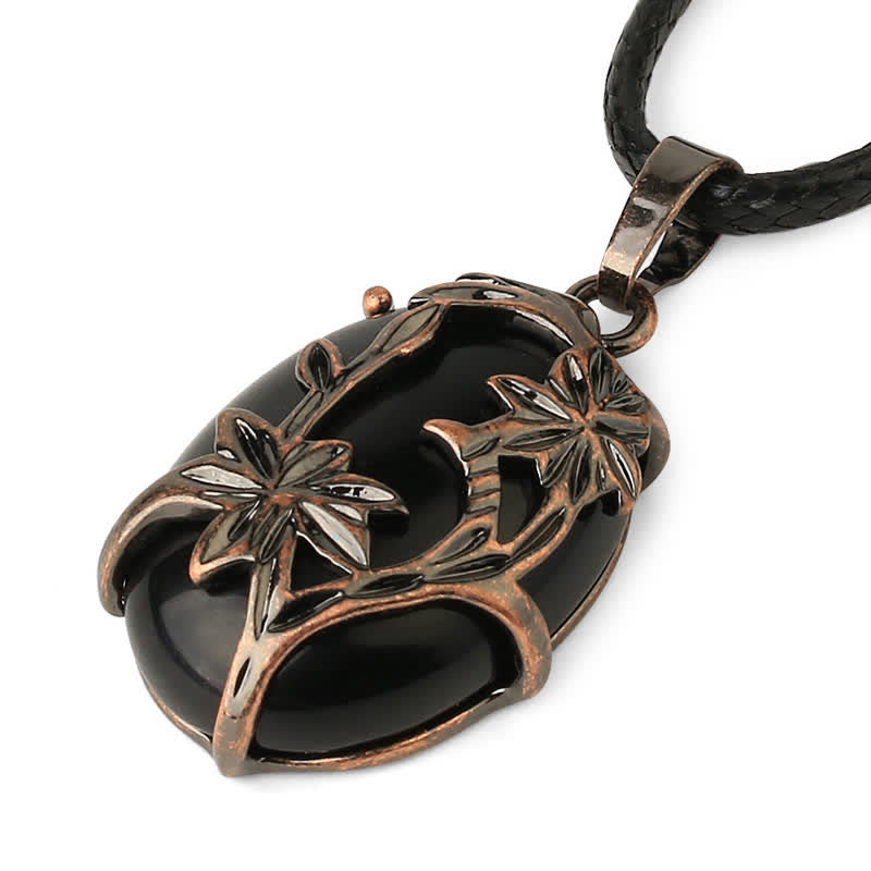 Collana con fiore in ottone e ametista Olivenorma avvolto in cristallo