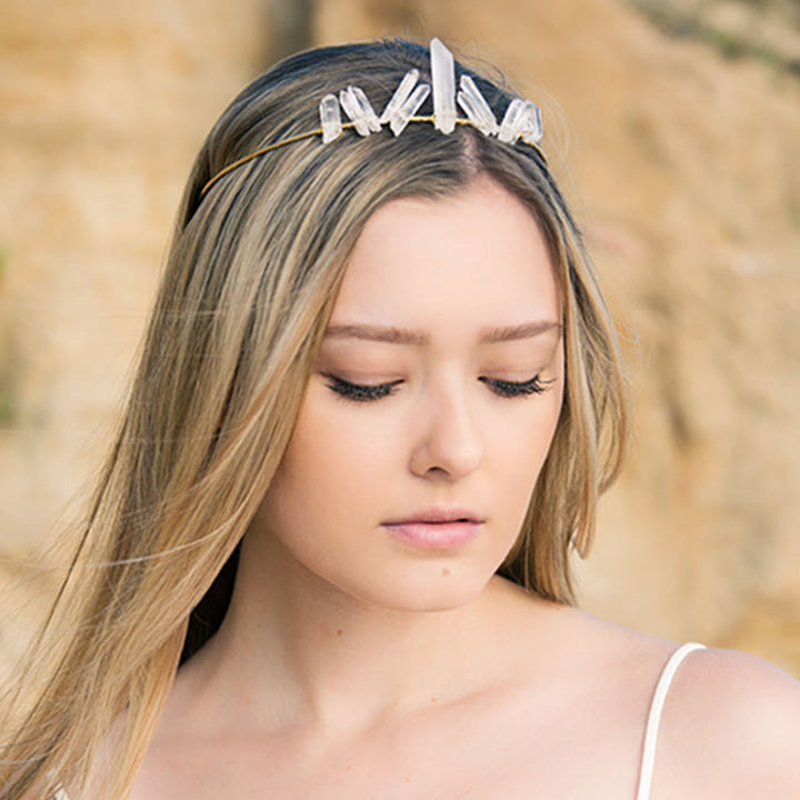 Olivenorma Clear Crystal Minimal Fairy Crystal Crown - image 2