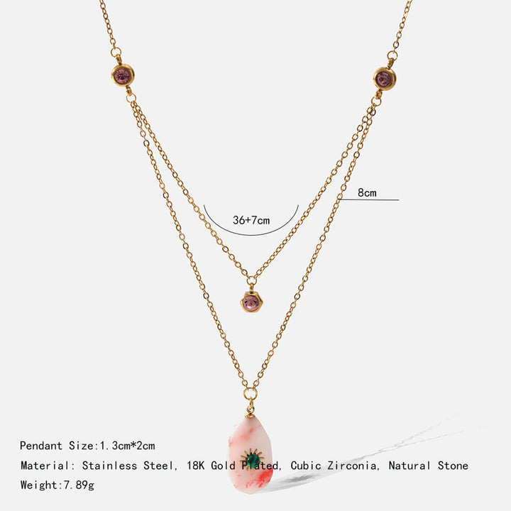 Collana Olivenorma con doppio pannello in zirconio rodocrosite 