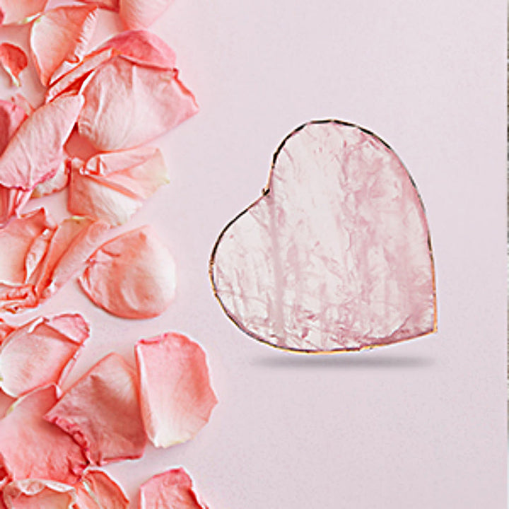 Decorazione in pietra preziosa a forma di cuore in quarzo rosa Olivenorma 