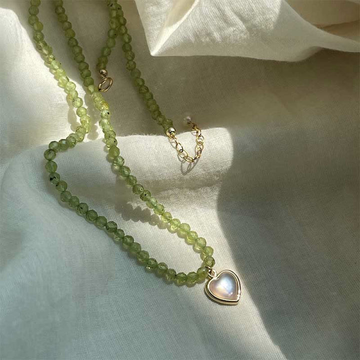 Collana con ciondolo in metallo con cristallo naturale Olivenorma