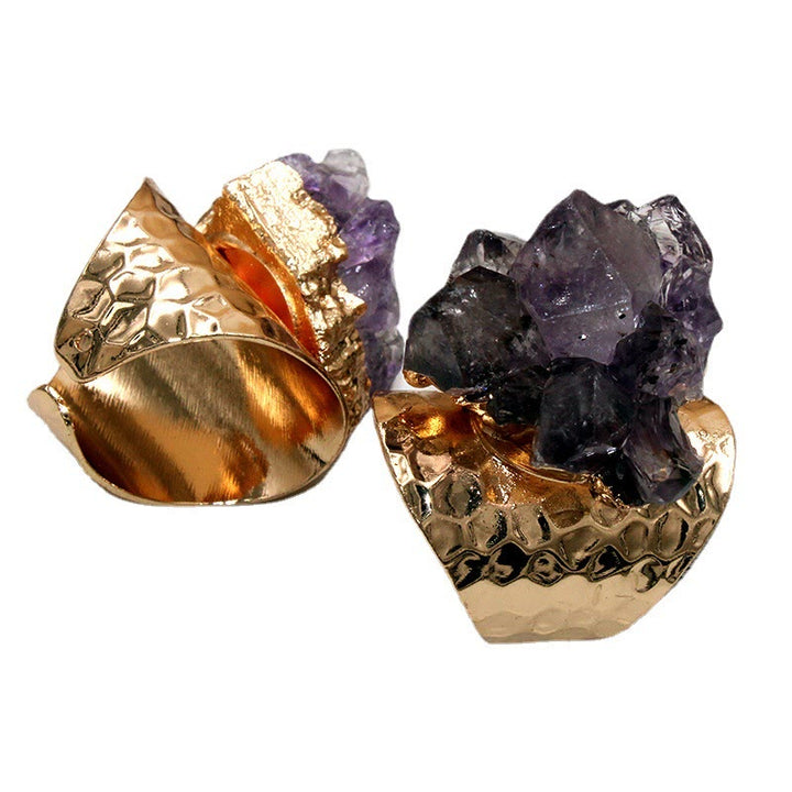 Anello Olivenorma Retro regolabile in ametista naturale