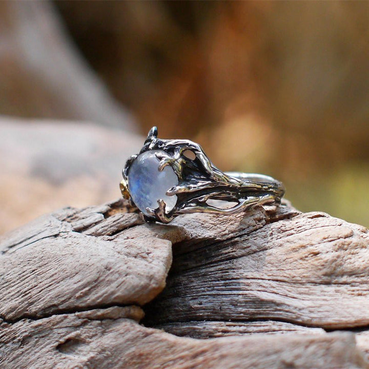 Anello in pietra di luna e rosa con orgone Olivenorma