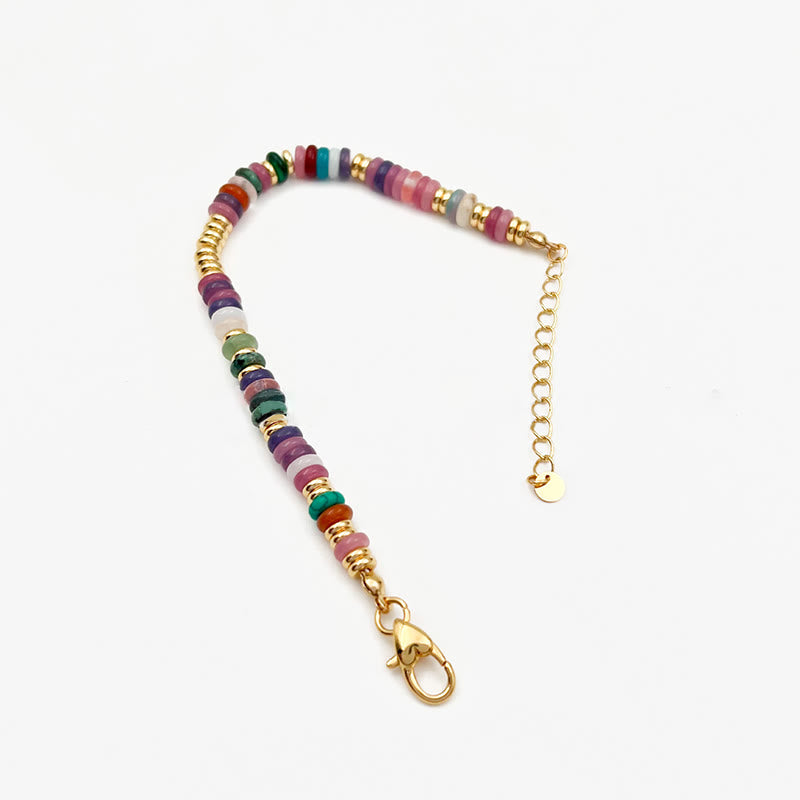 Olivenorma Boho Style Misto Cristallo Rotondo Perline Bracciale Collana Pietre Preziose