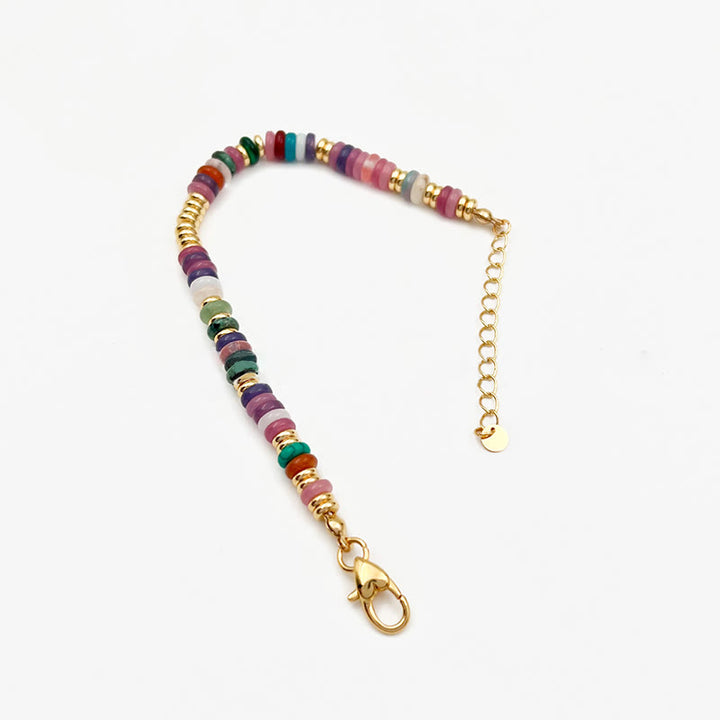 Olivenorma Boho Style Misto Cristallo Rotondo Perline Bracciale Collana Pietre Preziose