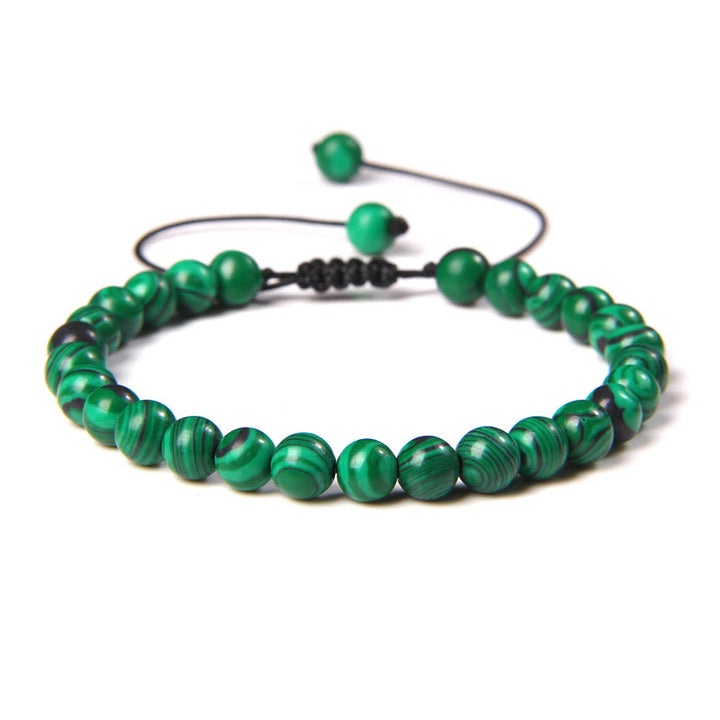 Bracciale intrecciato con perline di pietra naturale Olivenorma da 6 mm 