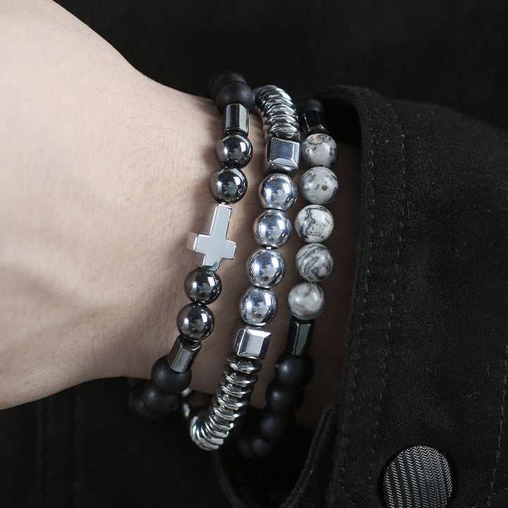 Bracciale da uomo con set di pietre preziose impilabili Olivenorma