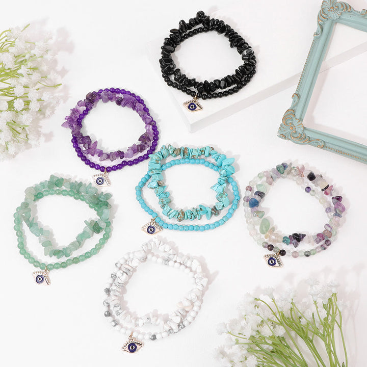 Olivenorma Ciondolo Malocchio Doppio Strato Braccialetto di Cristallo Set