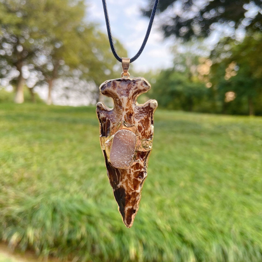 Collana con scudo freccia ancora in cristallo naturale Olivenorma