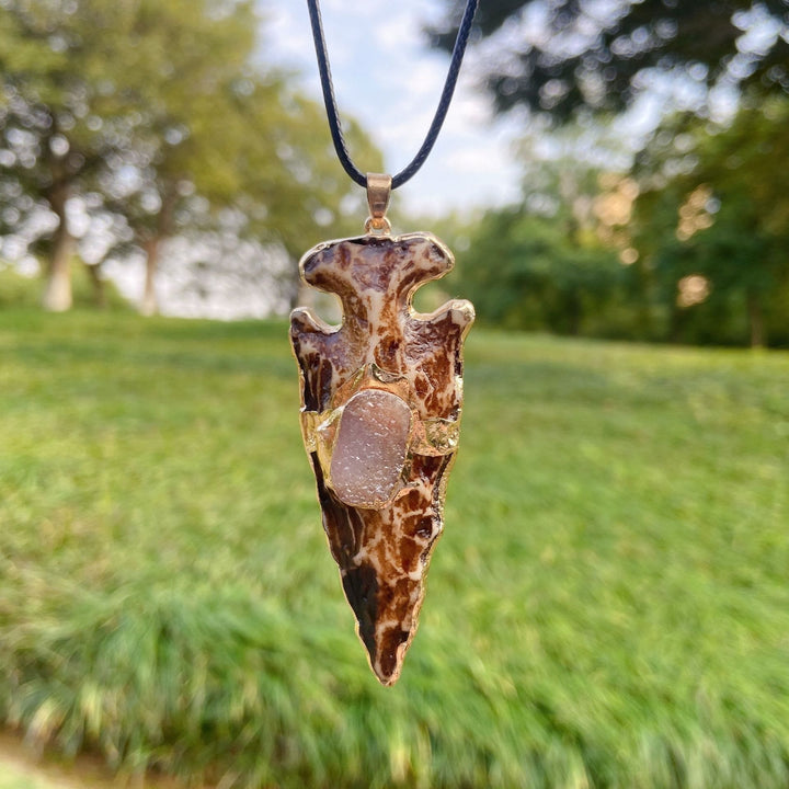 Collana con scudo freccia ancora in cristallo naturale Olivenorma