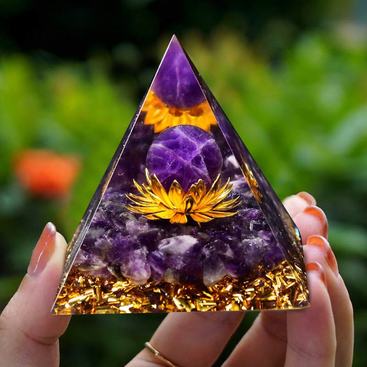 Olivenorma Ametista Sfera Loto Simbolo Piramide Orgonica