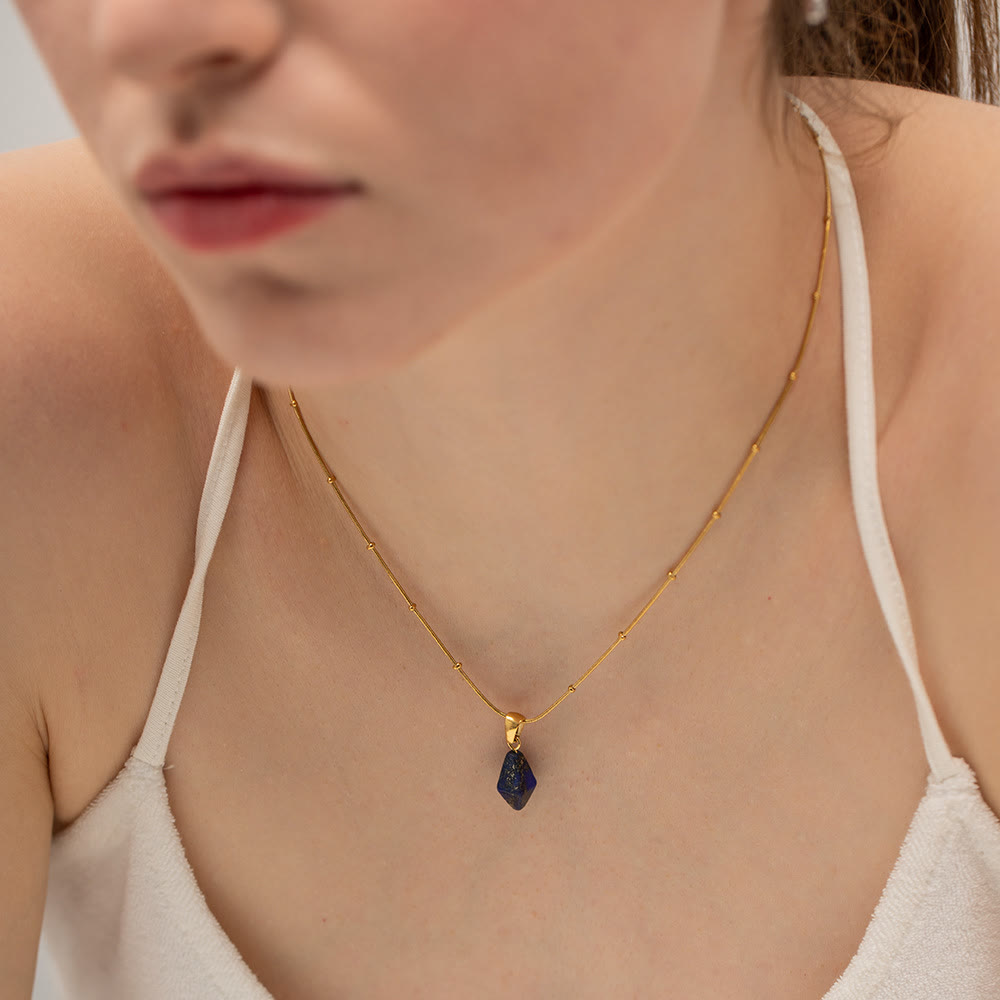 Collana con ciondolo in quarzo rosa, lapislazzuli, turchese e diamanti Olivenorma 