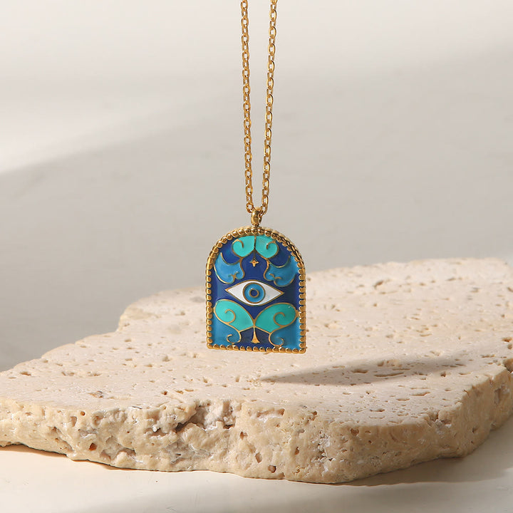 Collana Olivenorma Blue Evil Eye Galaxy Sun Tarot 
