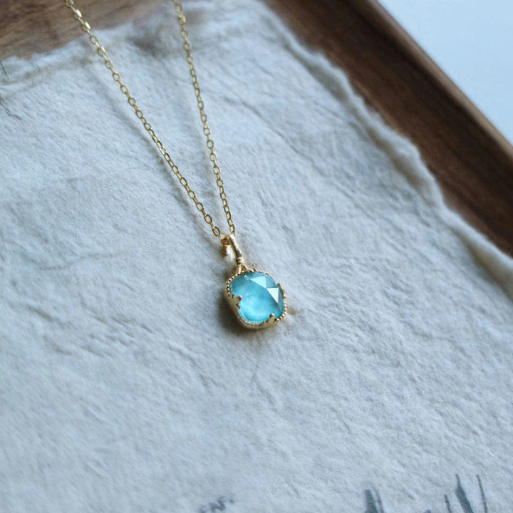 Collana Olivenorma con acquamarina sfaccettata quadrata 