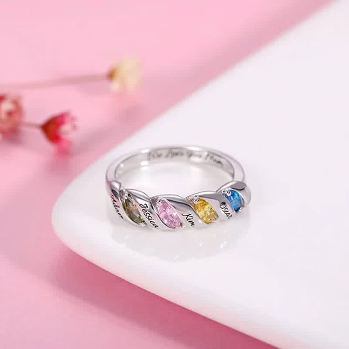 Anello personalizzato e inciso con pietre portafortuna "Memory" Olivenorma