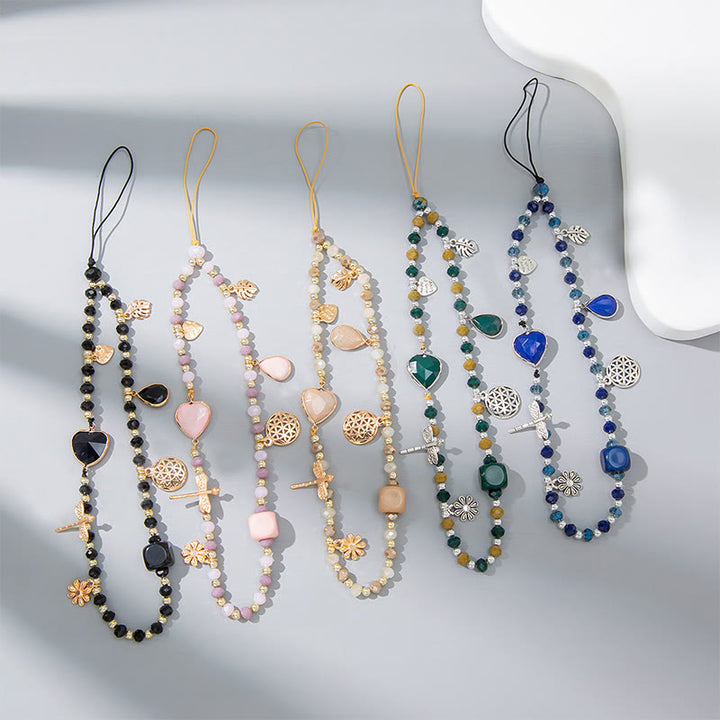 Cinturino per telefono Olivenorma Crystal Pearl Drop a forma di cuore