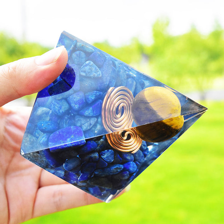 Olivenorma Lapislazzuli Occhio di Tigre Orgone Piramide