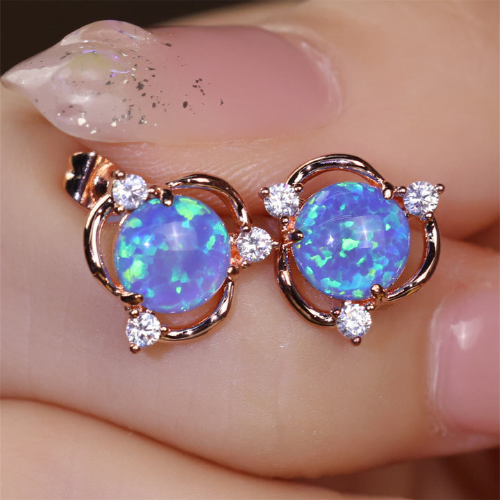 Orecchini a bottone Olivenorma Opal Small Round White Zircon 