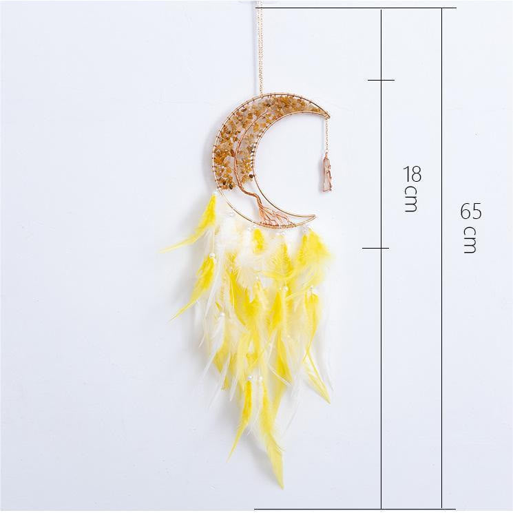 Olivenorma Ghiaia naturale intrecciata Albero della vita Luna Dream Catcher