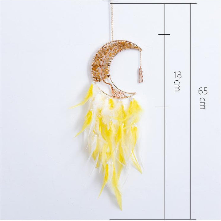 Olivenorma Ghiaia naturale intrecciata Albero della vita Luna Dream Catcher