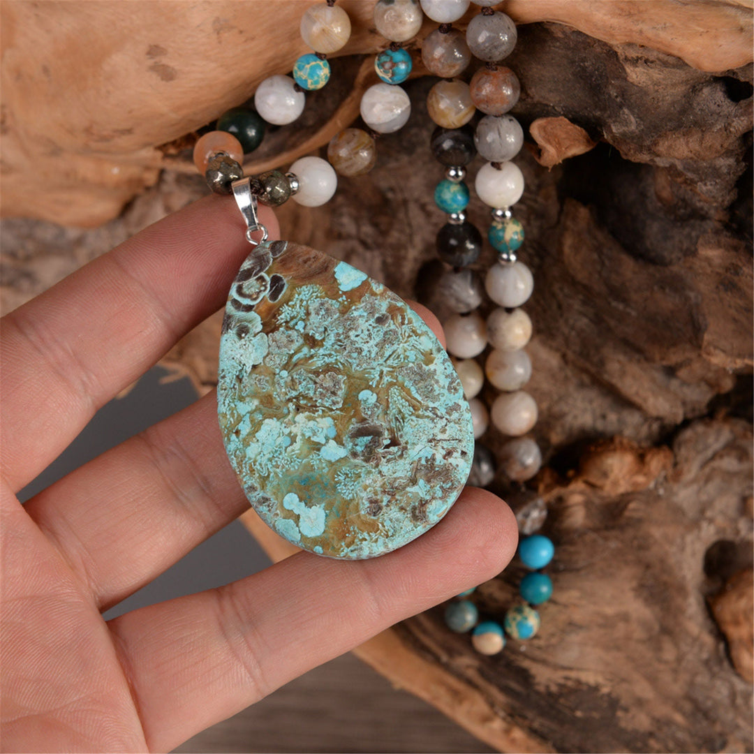 Collana di perline di turchese africano naturale fatto a mano Olivenorma