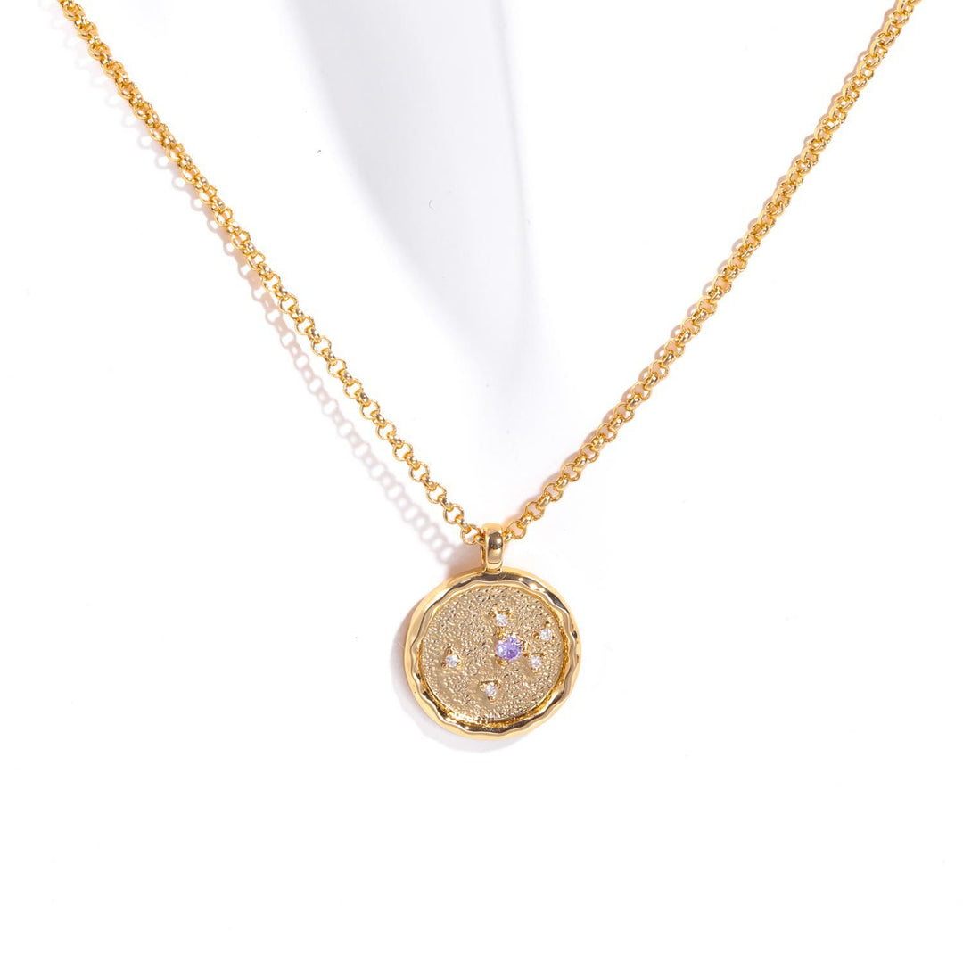 Collana con pietra portafortuna dello zodiaco in zircone bianco Olivenorma 