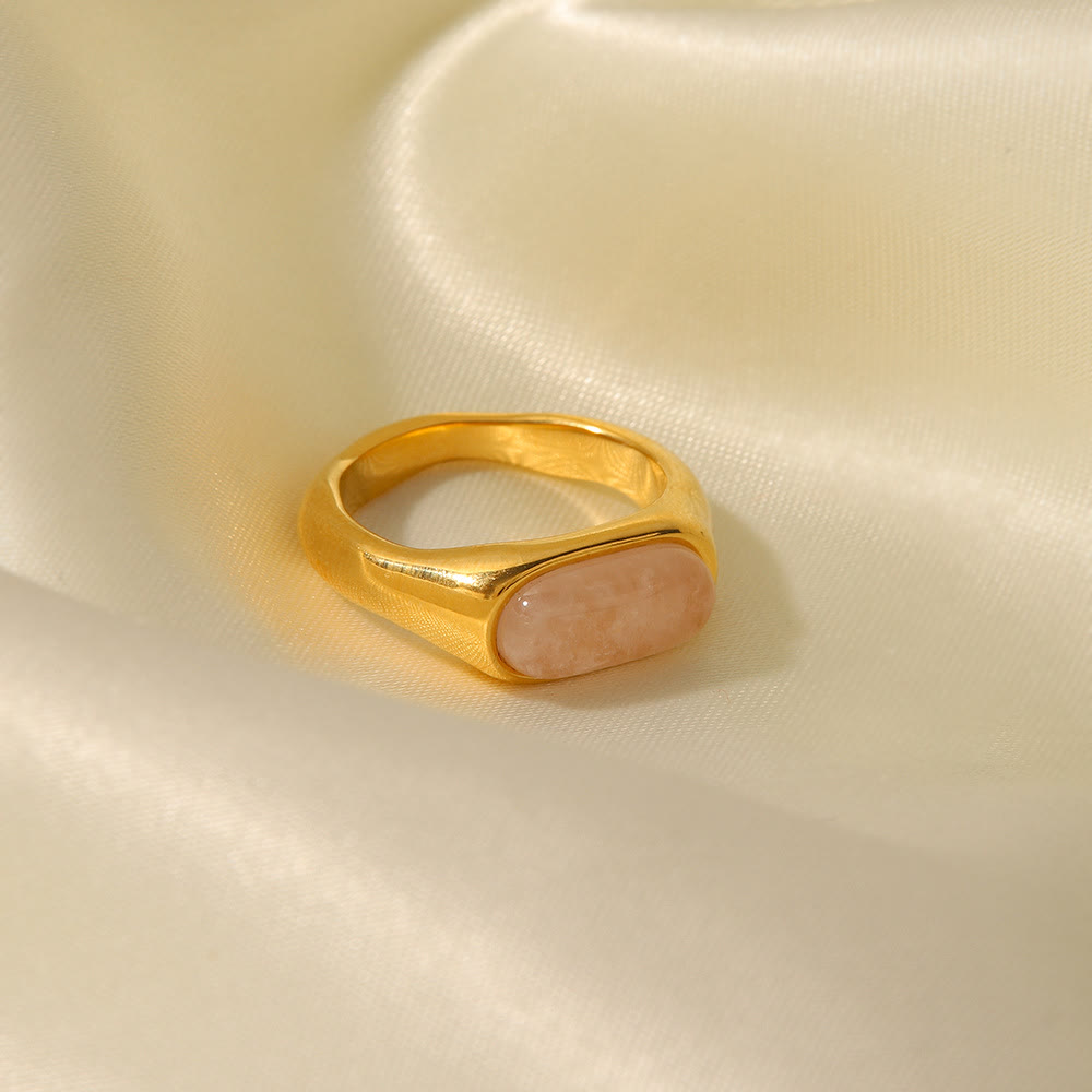 Anello color oro con pietra naturale ovale Olivenorma