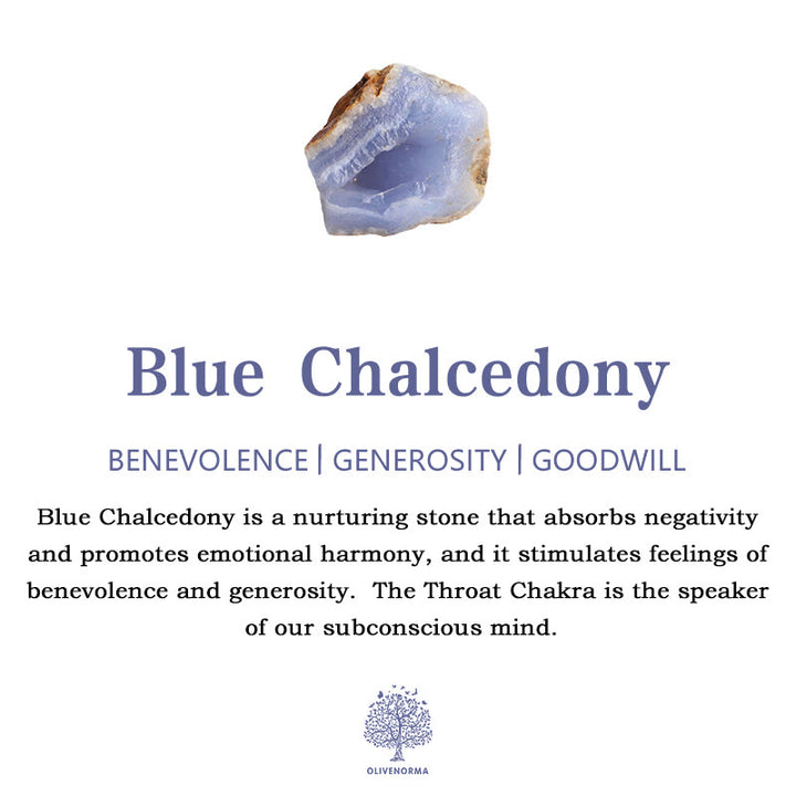 Collana con ciondolo in epossidica naturale di ghiaia di calcedonio blu Olivenorma