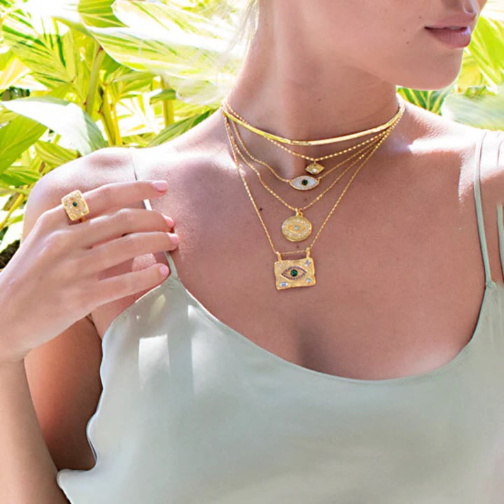 Collana con ciondolo amuleto anti-malocchio in cristallo naturale Olivenorma