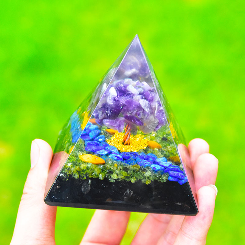Olivenorma Ametista Peridoto Ossidiana Lapislazzuli Albero della vita Orgone Piramide