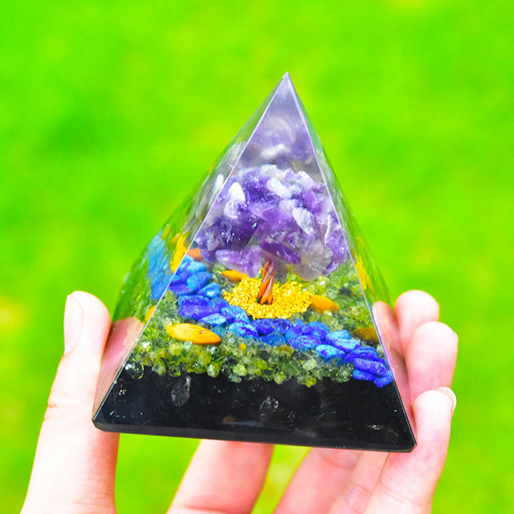 Olivenorma Ametista Peridoto Ossidiana Lapislazzuli Albero della vita Orgone Piramide