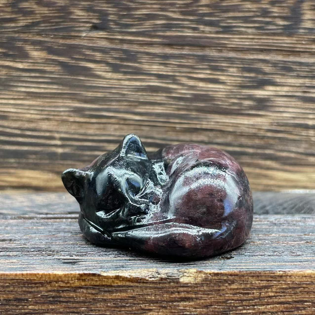 Olivenorma 4cm Decorazione in pietra preziosa di cristallo naturale a forma di gatto - Granato - image 21