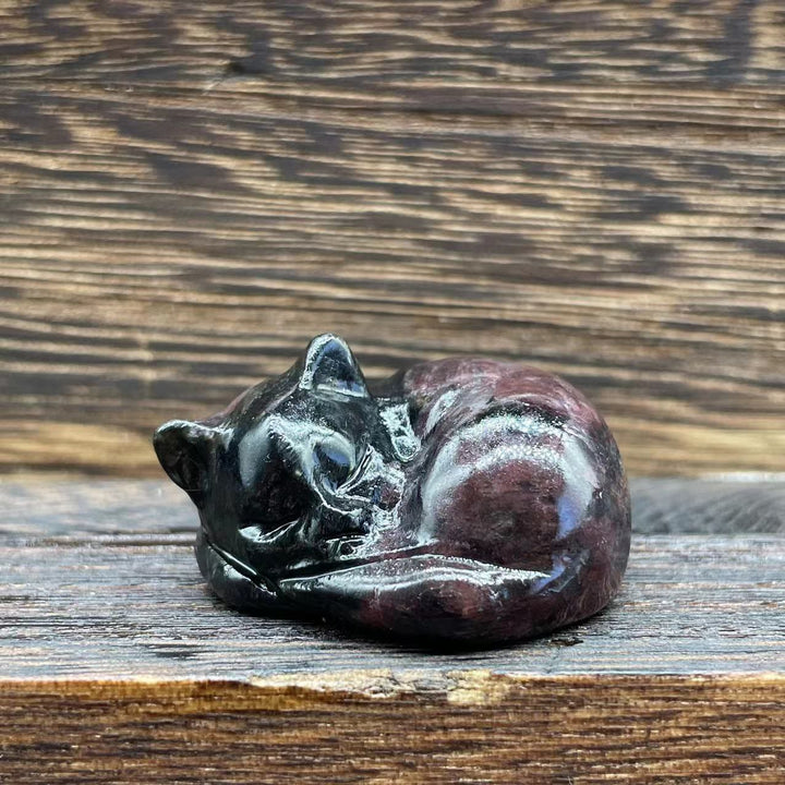 Olivenorma 4cm Decorazione in pietra preziosa di cristallo naturale a forma di gatto - Granato - image 21