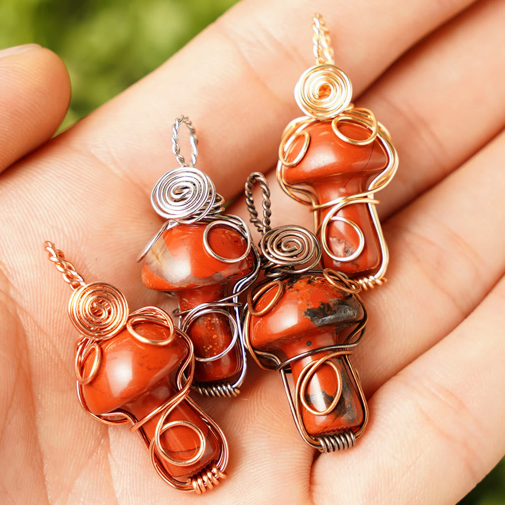 Collana con fungo in pietra curativa naturale Olivenorma