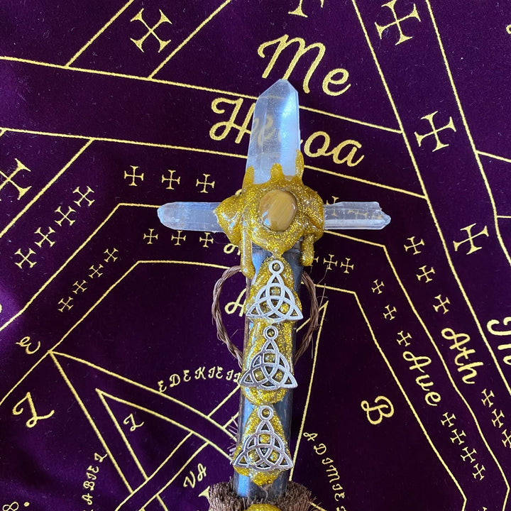 Olivenorma Cristallo naturale Magia Espulsione Props Wicca Scopa Ornamento