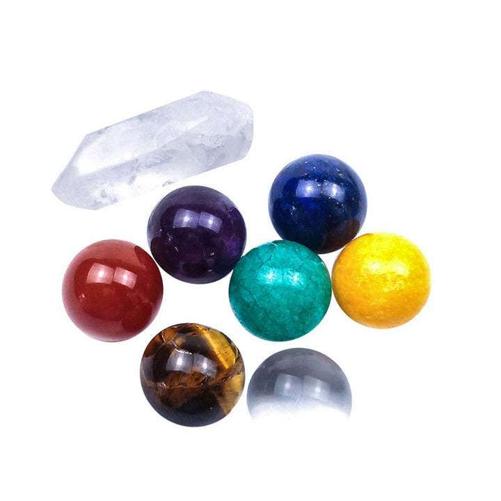 Set di cristalli con sfere arcobaleno dei chakra