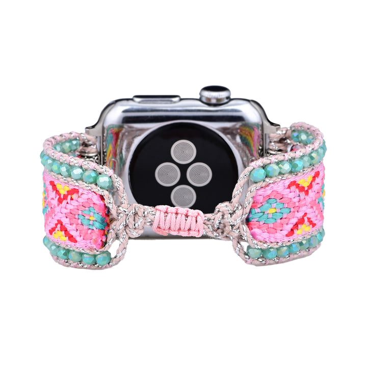 Cinturino Apple Watch Olivenorma in nylon intrecciato rosa Amazonite 