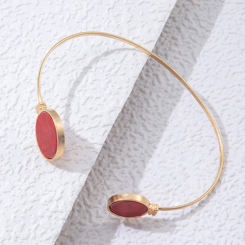 Olivenorma Set di cinque bracciali aperti in lega di pietra naturale 