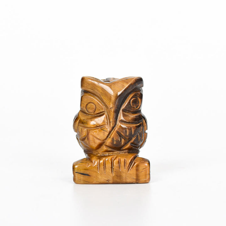 Ornamento di gufo in cristallo naturale Olivenorma, artigianato di intaglio 