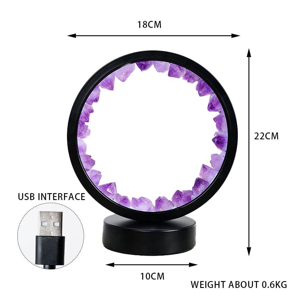 Lampada a LED ricaricabile Olivenorma Natural "Amethyst Crystal Cluster Zen Light" - Decorazione con cluster di cristalli di ametista - image 9